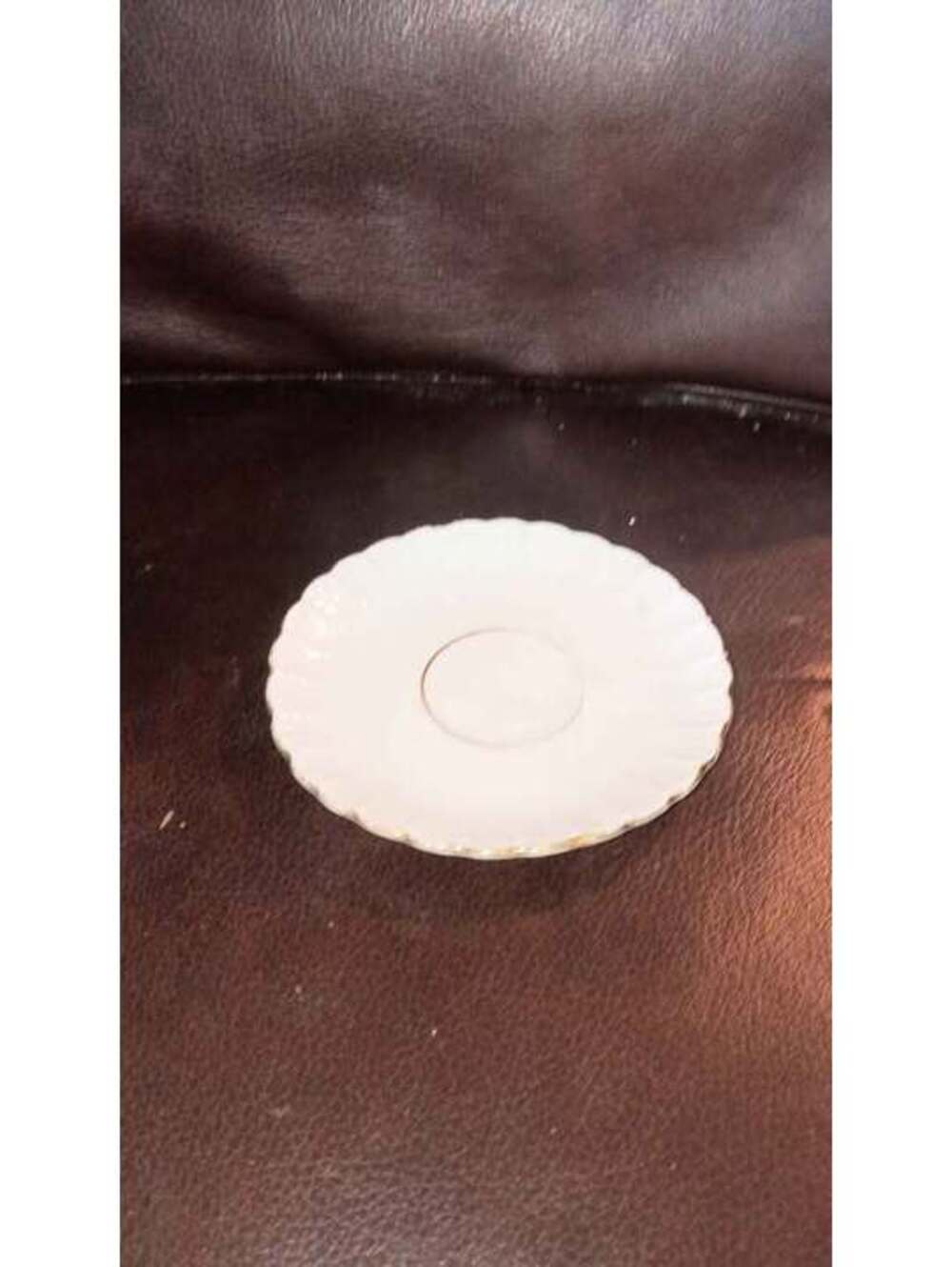 Generic White and Gold Ribbed Vintage Saucer - New Without Tags